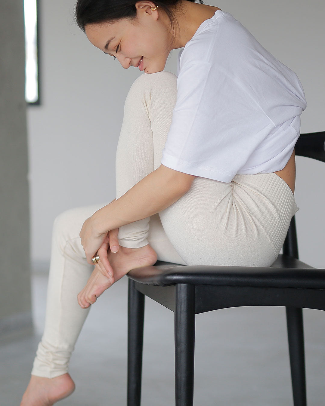 ニットパンツ/ヘンプウエストリブ